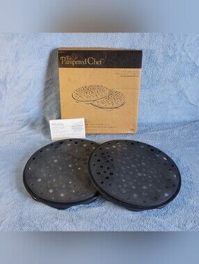 Pampered Chef Microwave Chip Maker Set #1241 Crisping Trays w/ Box & Manual